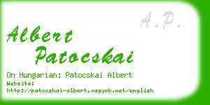 albert patocskai business card